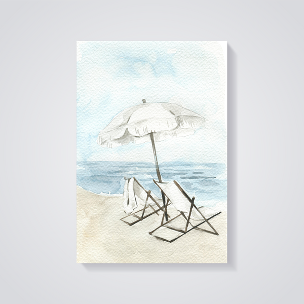 Beach Chairs Scene Poster