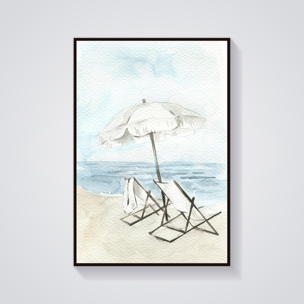 Beach Chairs Scene Poster — vista frontale