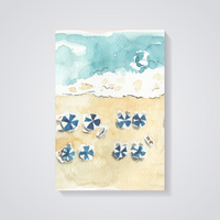 Beach Umbrellas View Poster — vista posteriore