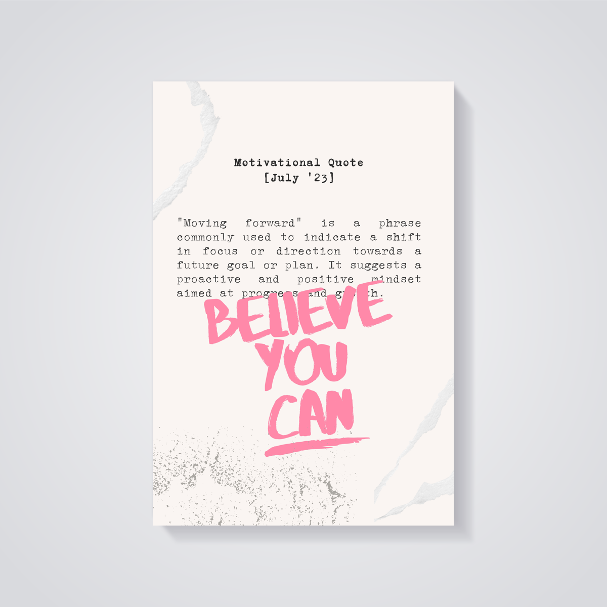 Believe You Can Pink Poster — vista posteriore