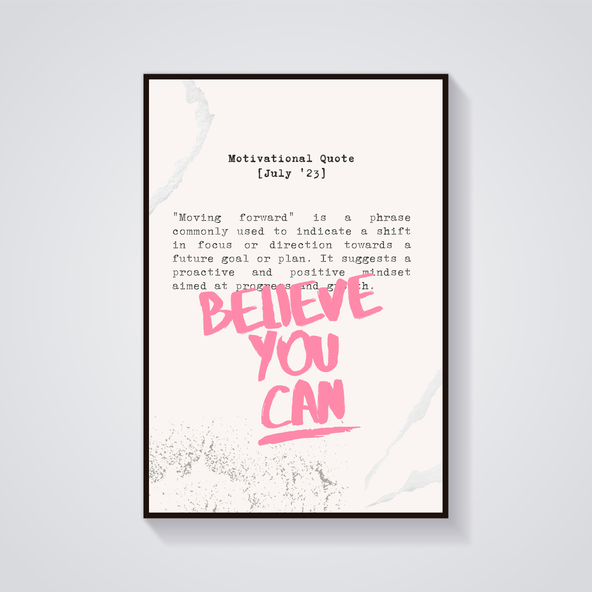 Believe You Can Pink Poster — vista frontale