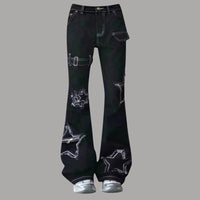 Black Skinny Y2K Low Rise Flared Denim Cargo Jeans — vista posteriore