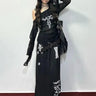 Black Y2K Gothic Cross Off Shoulder Long Sleeve Top