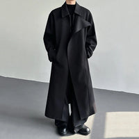 Black Y2K Mens Trench Coat — dettaglio