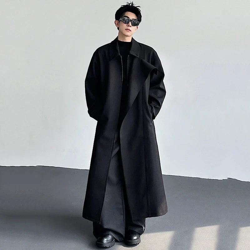 Black Y2K Mens Trench Coat — dettaglio della stampa