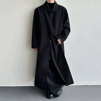 Black Y2K Mens Trench Coat — vista posteriore