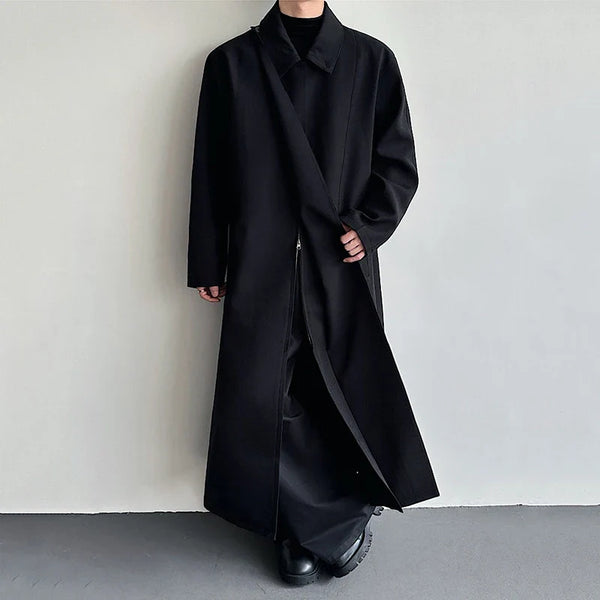 Black Y2K Mens Trench Coat