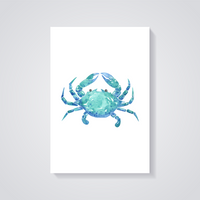 Blue Crab Watercolour Poster — vista posteriore