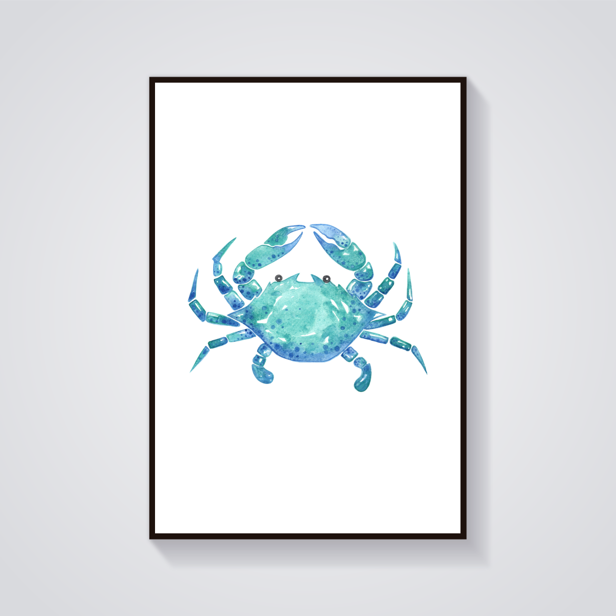 Blue Crab Watercolour Poster — vista frontale
