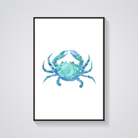 Blue Crab Watercolour Poster — vista frontale