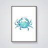 Blue Crab Watercolour Poster