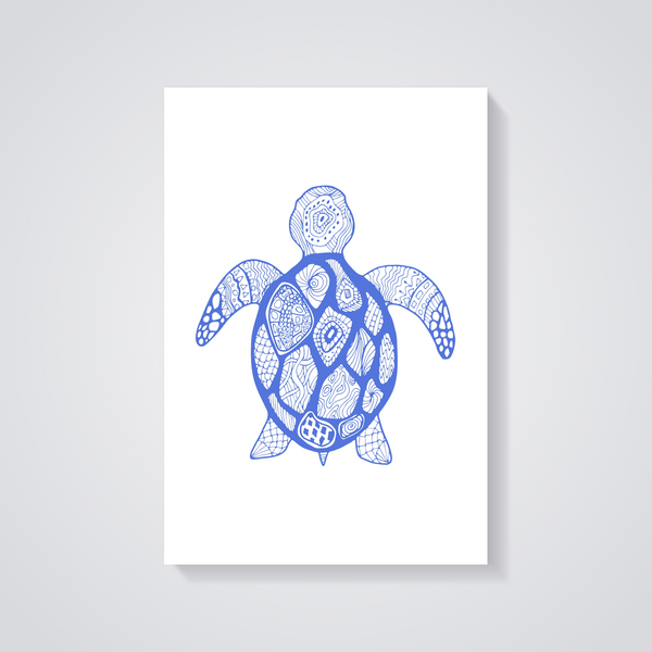 Blue Sea Turtle Art Poster