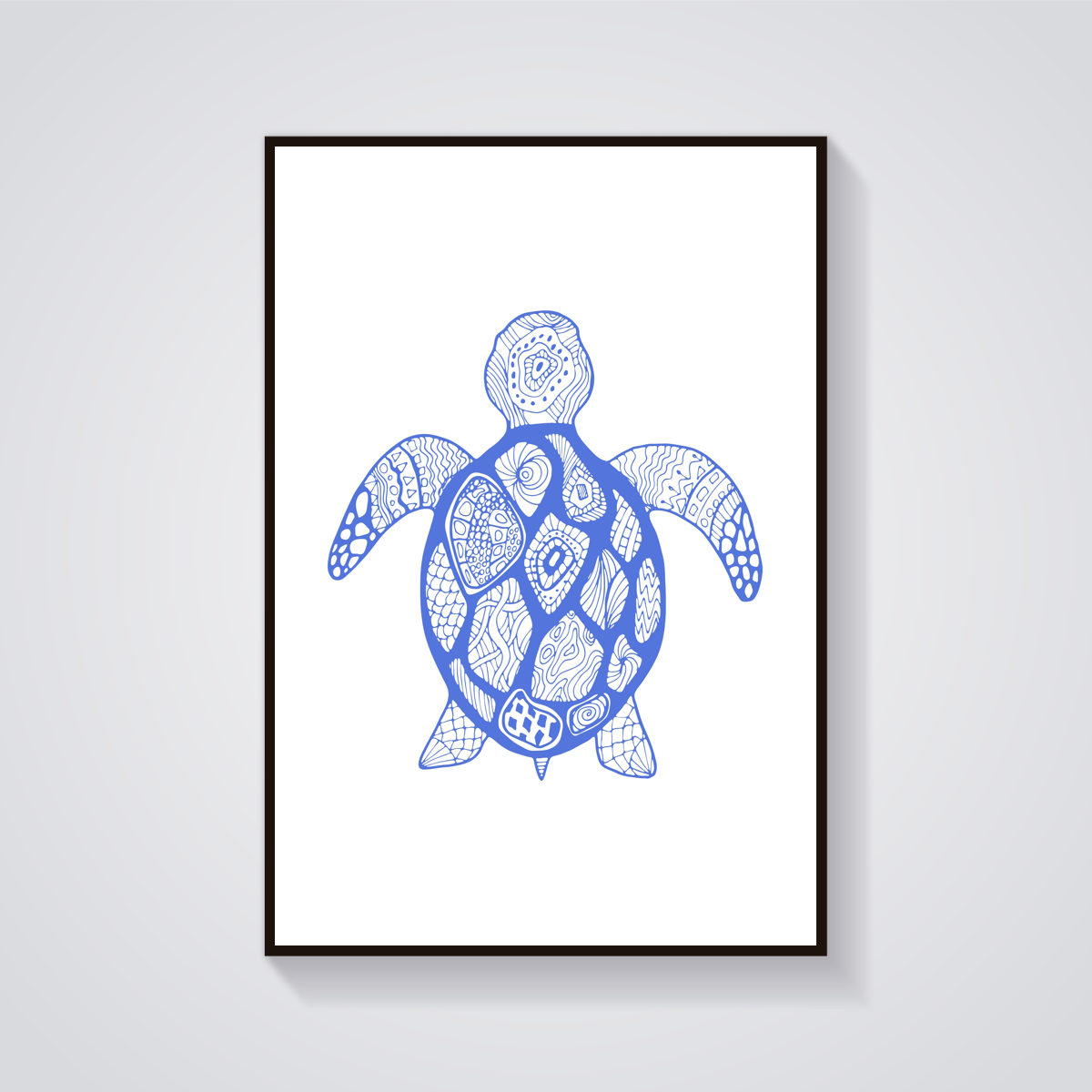 Blue Sea Turtle Art Poster — vista frontale