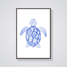 Blue Sea Turtle Art Poster