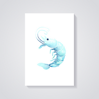 Blue Shrimp Watercolor Poster — vista posteriore