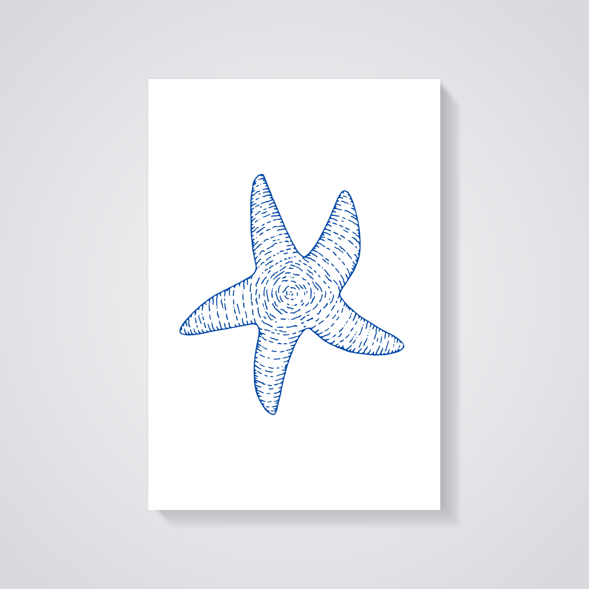 Blue Starfish Line Art Poster — vista posteriore