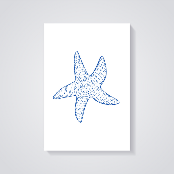 Blue Starfish Line Art Poster