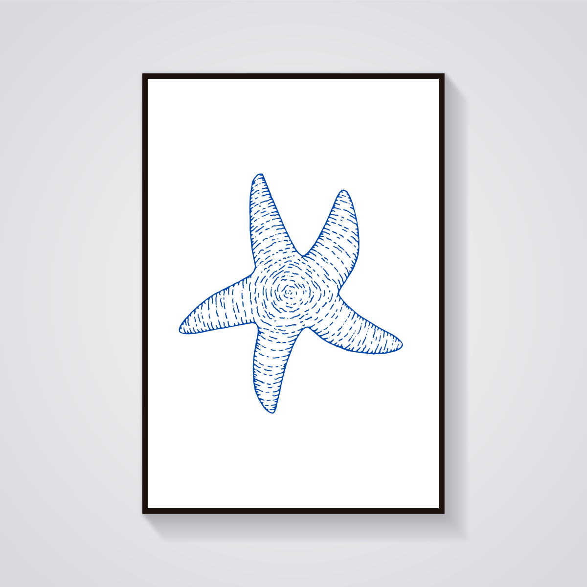 Blue Starfish Line Art Poster — vista frontale