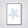 Blue Starfish Line Art Poster