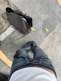 Blue Vintage Y2K Low Waist Baggy Jeans — dettaglio della stampa