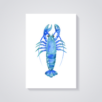 Blue Watercolor Lobster Poster — vista posteriore