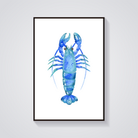 Blue Watercolor Lobster Poster — vista frontale