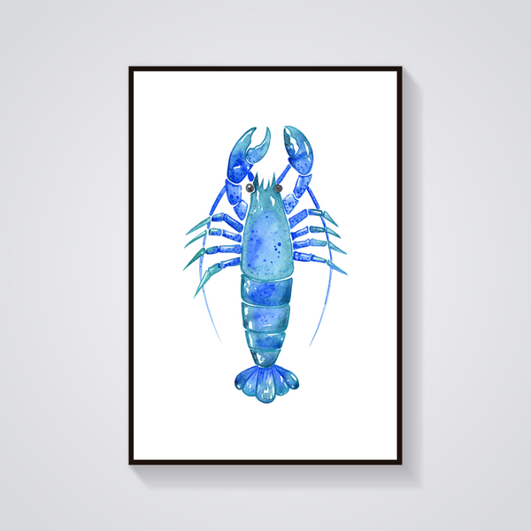 Blue Watercolor Lobster Poster — vista frontale