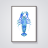 Blue Watercolor Lobster Poster