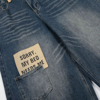 Blue Y2K Embroidered Patchwork Baggy Barrel — in alternativa