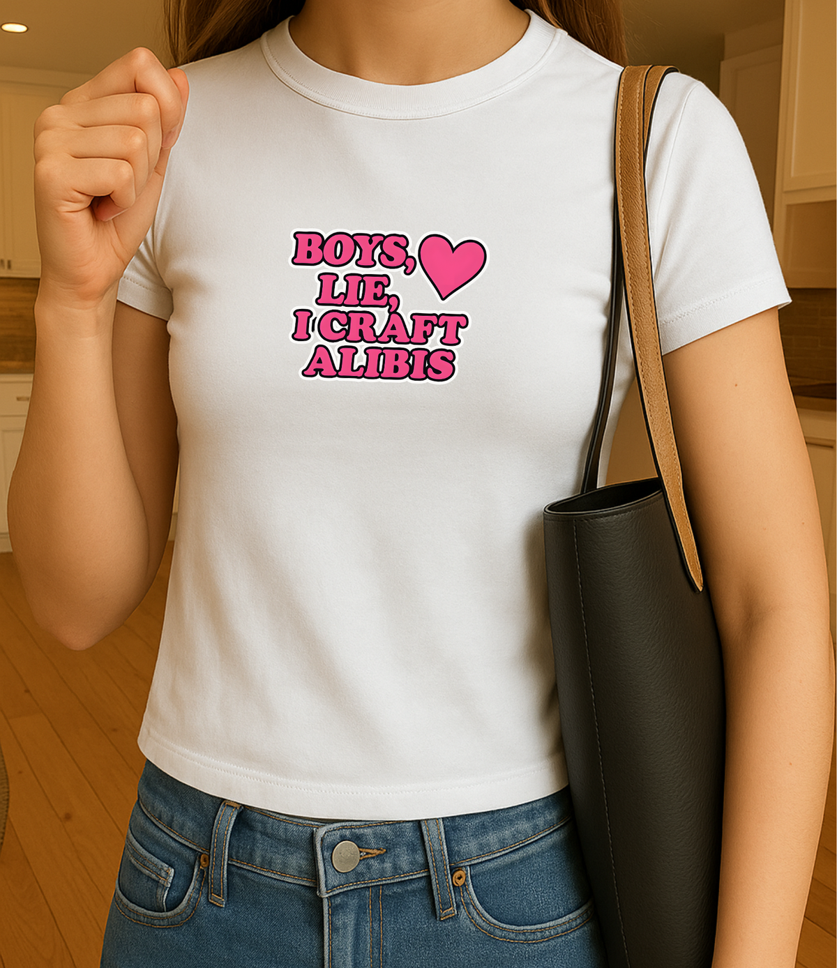 Boys Lie, I Craft Alibis Graphic Baby Tee — dettaglio del tessuto