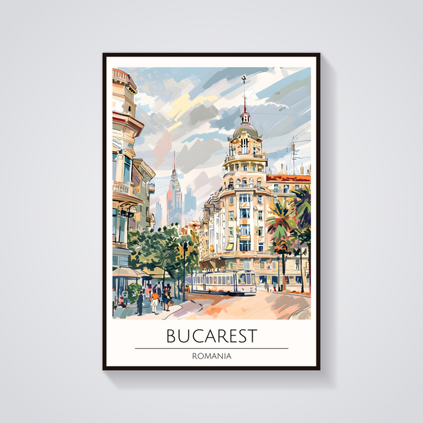 Bucharest Tramway Poster — vista frontale