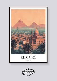 Cairo Pyramids Vintage Travel Poster — vista posteriore