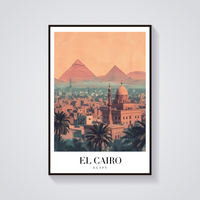 Cairo Pyramids Vintage Travel Poster — vista frontale