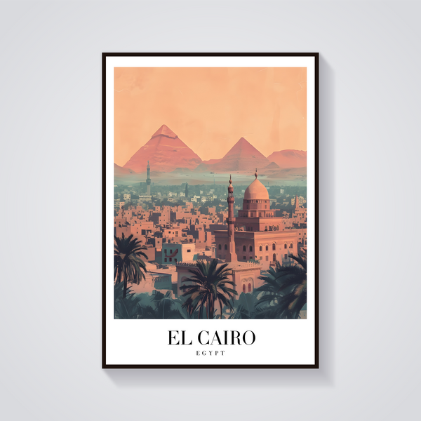 Cairo Pyramids Vintage Travel Poster — vista frontale