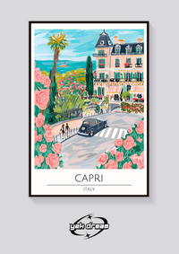 Capri Coastline Vintage Car Poster — vista posteriore