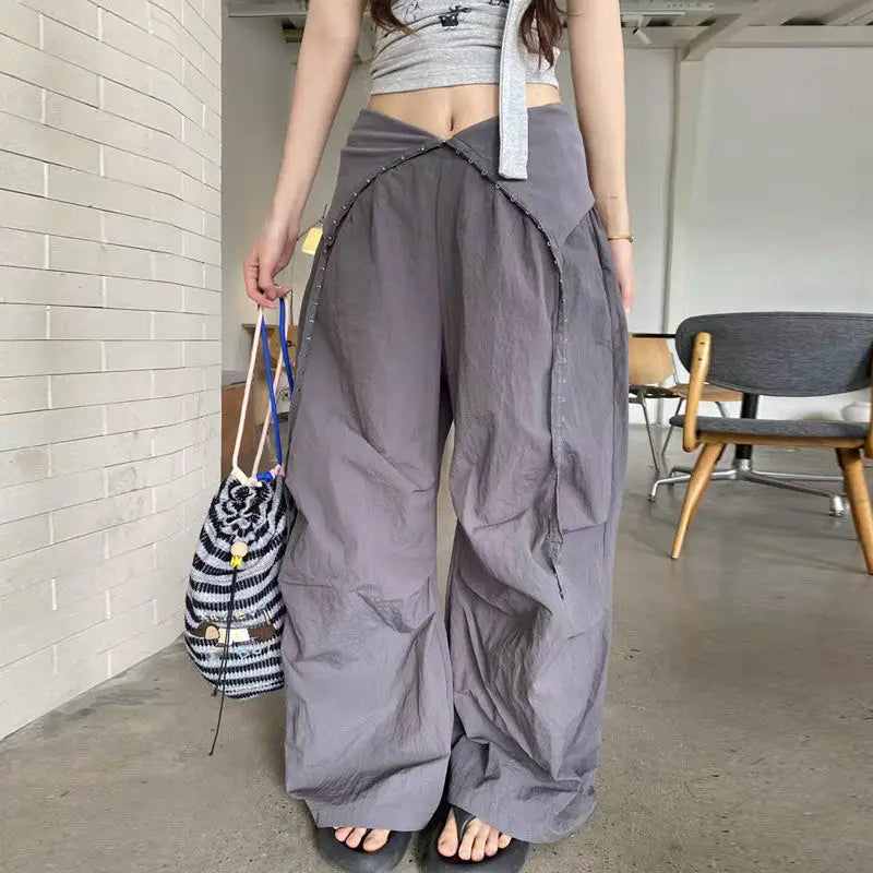 Cargo Wide Leg Y2K Parachute Trousers — vista posteriore
