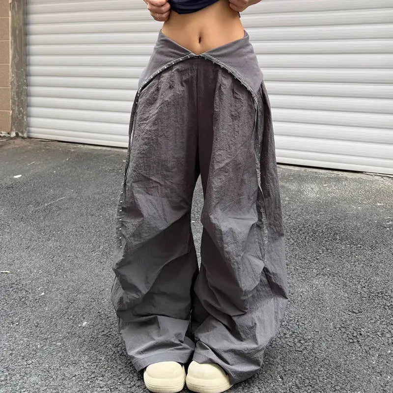 Cargo Wide Leg Y2K Parachute Trousers — dettaglio