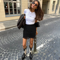 Chic Y2K Polka Dot Layered Mesh Mini Skirt — dettaglio