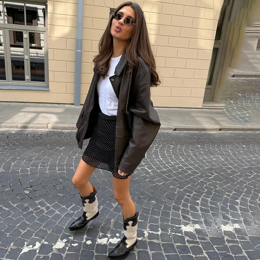 Chic Y2K Polka Dot Layered Mesh Mini Skirt — in alternativa