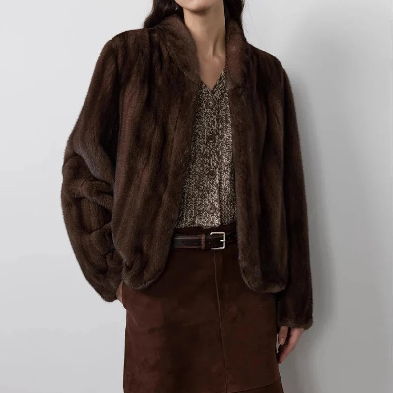 Chic Y2K Soft Faux Fur Coat Jacket — dettaglio della stampa