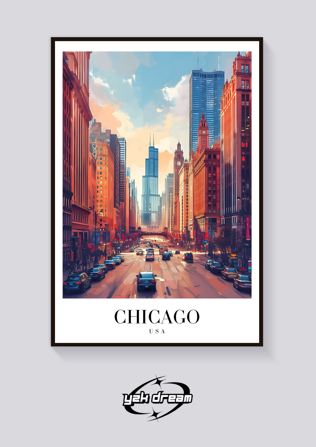 Chicago Downtown Vintage Poster — vista posteriore