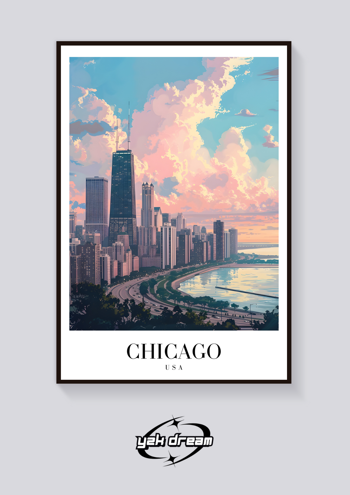 Chicago Skyline Vintage Poster — vista posteriore