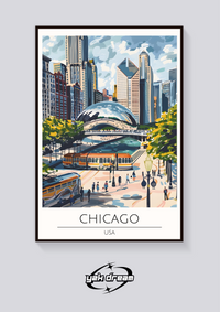 Chicago Train & Bean Poster — vista posteriore