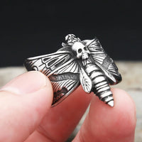 Chunky Y2K Gothic Butterfly Ring — vista laterale