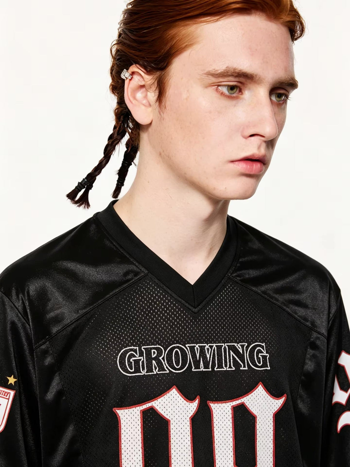 Classic Football "Growing" Y2K Mesh V Neck Jersey — dettaglio
