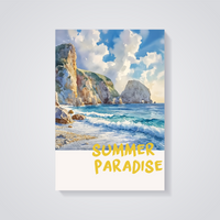 Coastal Cliffs Watercolor Poster — vista posteriore