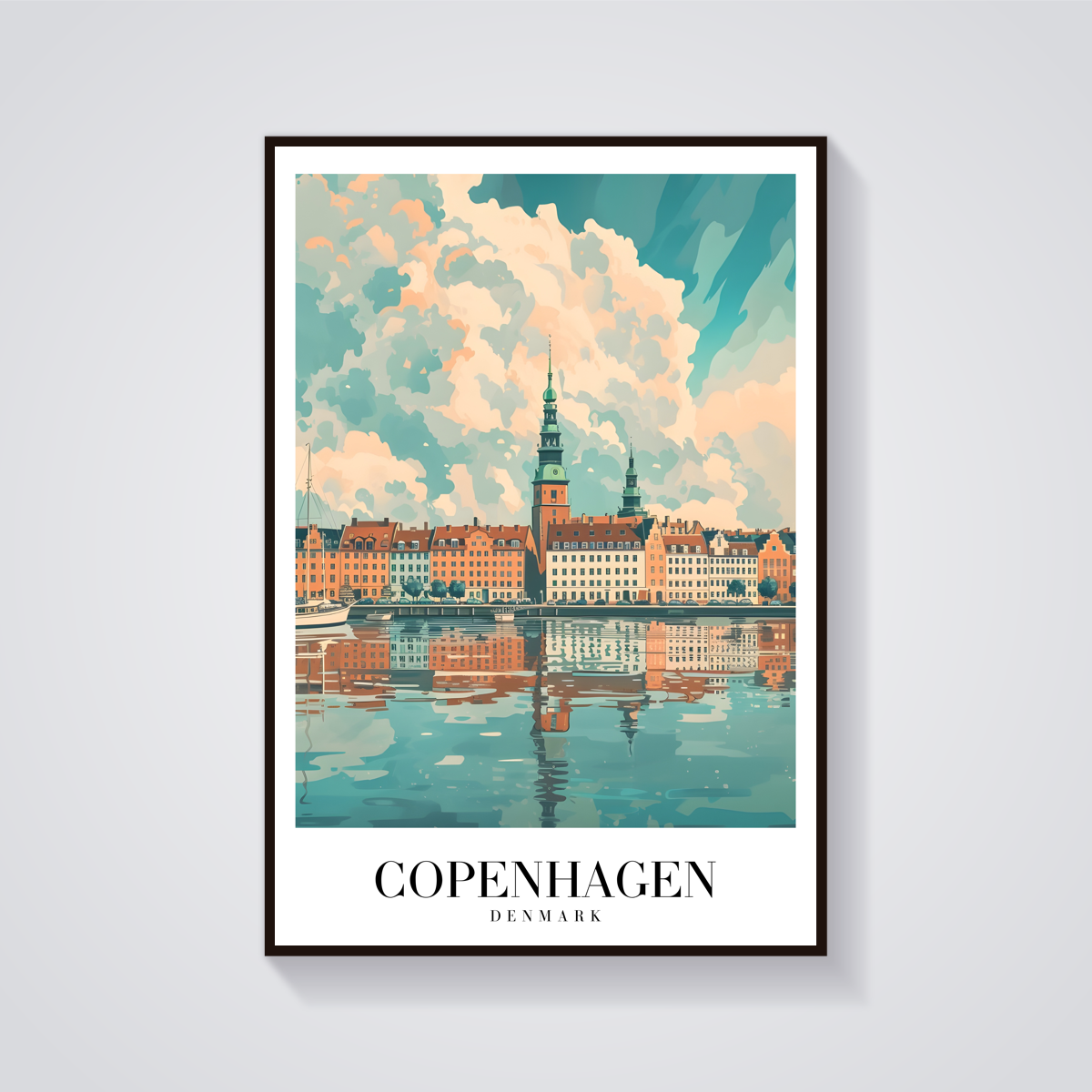 Copenhagen Canals Vintage Poster — vista frontale