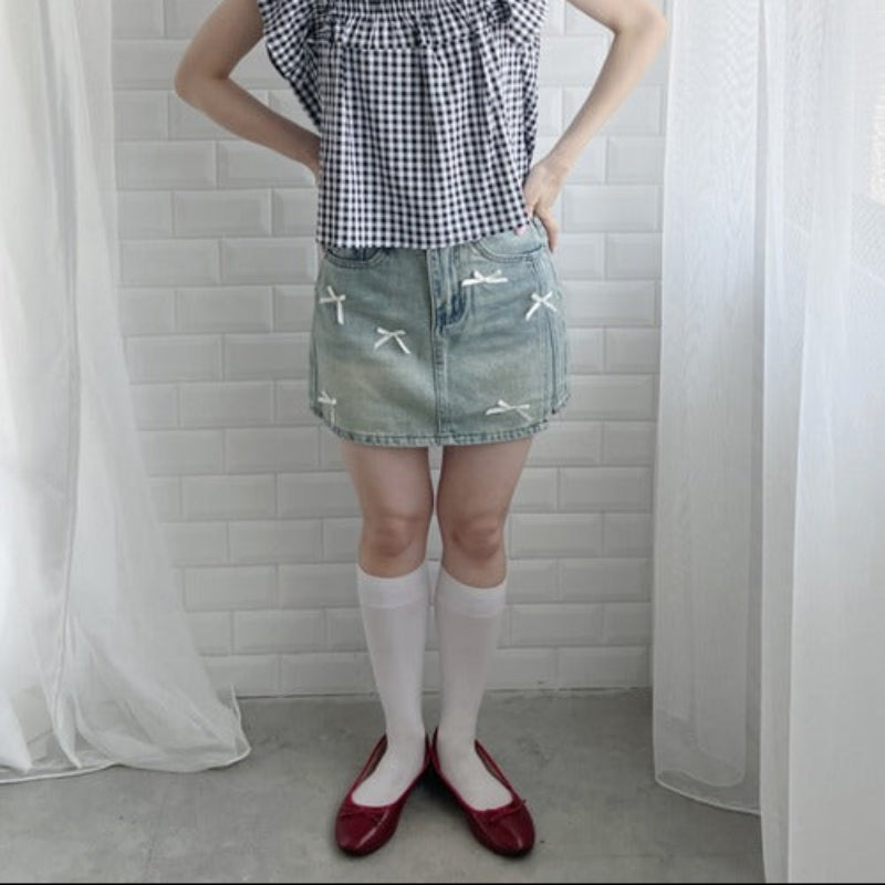 Coquette Y2K Mini Bows Mini Skirt — dettaglio della stampa