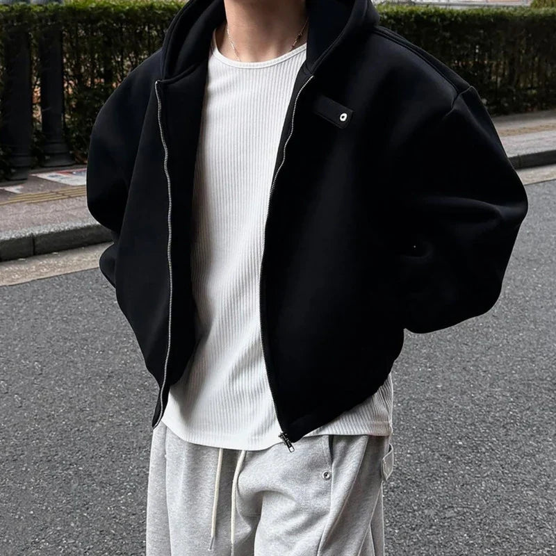 Cropped Baggy Y2K Plain Zip Up Hoodie — in alternativa