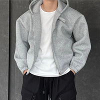 Cropped Baggy Y2K Plain Zip Up Hoodie — vista frontale